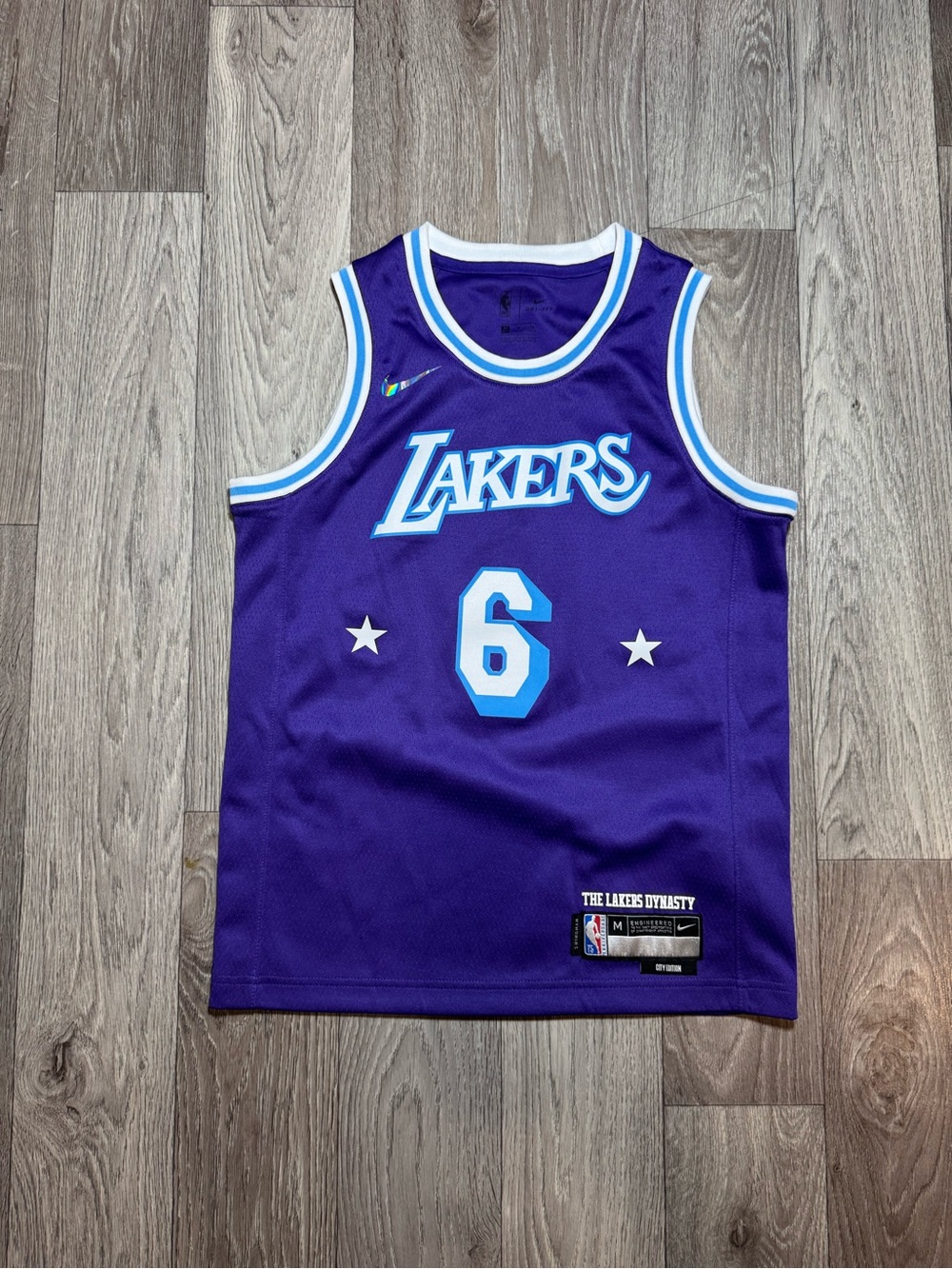 Nike Lakers Purple #6 Basketball Jersey with Teal/White Trim